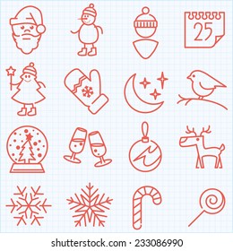 Thin line winter and Christmas time icons set for web design, applications and infographics