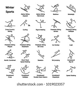 Thin Line Winter Sport Icons (eps10);