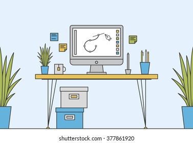 Thin Line Work Space Vector Design