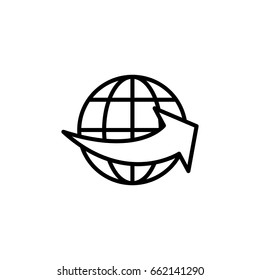thin line worldwide shipping on white background