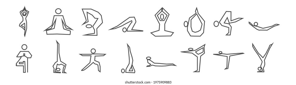 Thin line yoga icons set. health life for your design