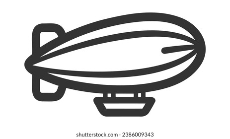 Thin linear airship, air, travel outline icon isolated on white background. Line vector airship sign, symbol for web and mobile