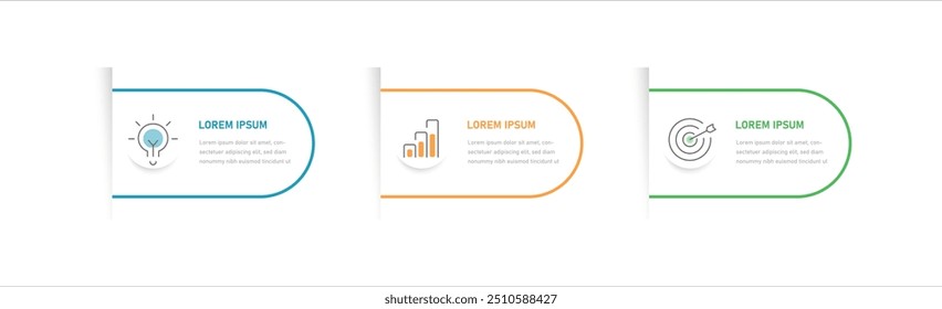 Thin linear four-stage rounded infographics for business presentation. Instructions from the three stages of the task