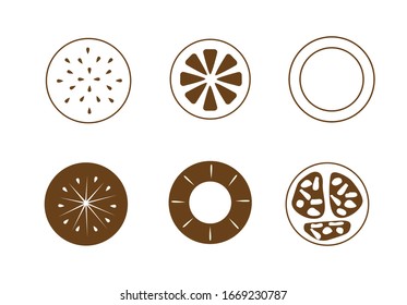 Thin linear fruit icons. Isolated vector illustration.