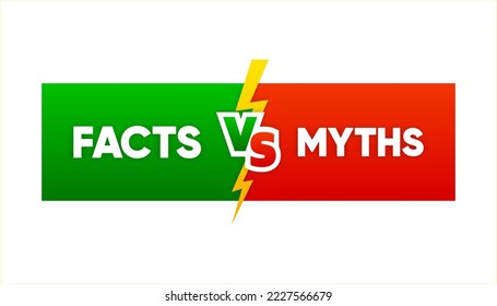 Thin linear geometry speech banner with facts and myths. Concept of thorough fact checking or easy compare evidence. Vector illustration.