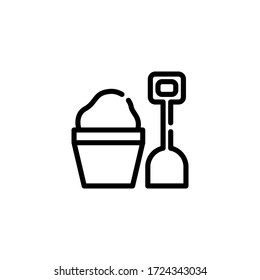 Thin linear icon sand bucket suitable for holiday, trip, mobile, website, and more.with editable stroke 48x48 pixel perfect on white background