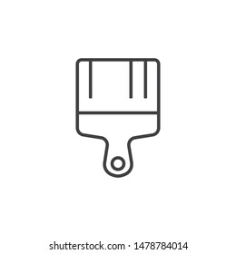 A thin linear paintbrush icon. A symbol of brushing and painting. A sign of a brush.