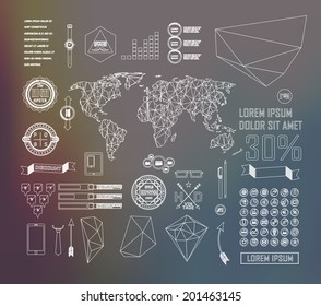 Thin linebusiness Infographics, plat elements. Options, diagram on blur landscape can be used for workflow layout, banner, step up options,  number options,  web template