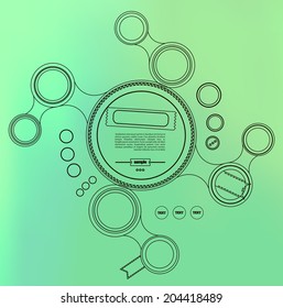 Thin linebusiness Infographics, plat elements. Options, diagram on blur landscape can be used for workflow layout, banner, step up options,  number options,  web template