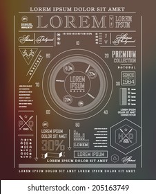 Thin linebusiness Infographics, plat elements. Options, diagram on blur landscape can be used for workflow layout, banner, step up options,  number options,  web template