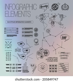 Thin linebusiness Infographics, plat elements. Options, diagram on blur landscape can be used for workflow layout, banner, step up options,  number options,  web template