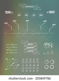 Thin linebusiness Infographics, plat elements. Options, diagram on blur landscape can be used for workflow layout, banner, step up options,  number options,  web template