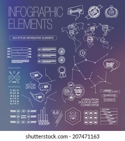 Thin linebusiness Infographics, plat elements. Options, diagram on blur landscape can be used for workflow layout, banner, step up options,  number options,  web template