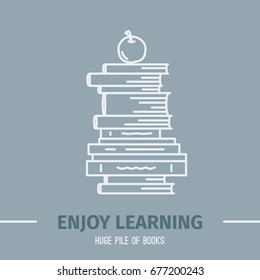 Thin lined book icon. Vector isolated on white outlined signs of different closed books in front and top view.