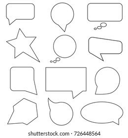 Thin lined Speech Bubbles Set