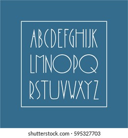 Thin lines alphabet. Uppercase characters. Vector illustration.