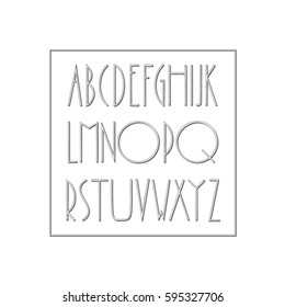 Thin lines alphabet. Uppercase characters. Vector illustration.