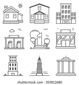 Thin Lines City Icons And Elements