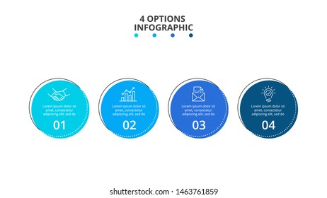 Thin lines with color circles. Four circles infographic elements. Business template for presentation.