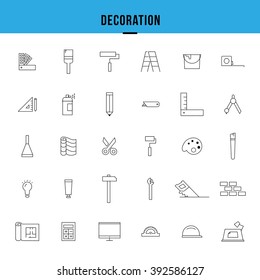 Thin lines decoration icons set