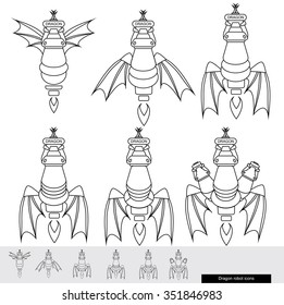  Thin lines Dragon robot icons