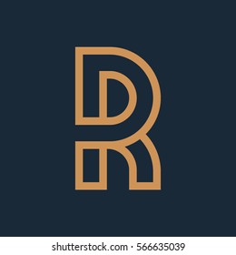 Thin lines elegant letter R logo.