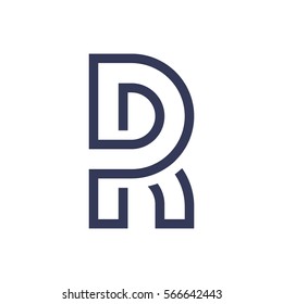 Thin lines elegant letter R logo.