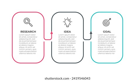 Thin lines elements for Infographics with arrows and 3 optios, steps or processes. Can be used for business report, template presentations.