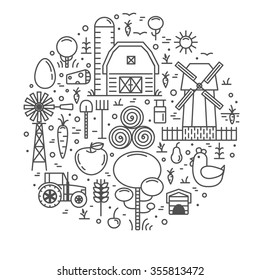 Thin Lines Farming Icons And Elements