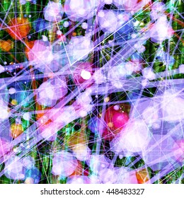 Thin lines and flakes. Abstract seamless vector pattern. Overlap, overlay, translucency. For fabrics, wrapping paper, printing.