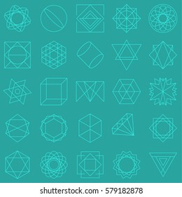 Thin Lines Geometric Shapes Icons Vector Set