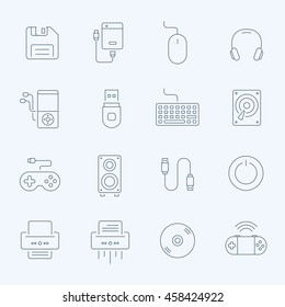 Thin lines icon set - devices accessory