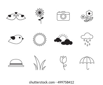 Thin lines icon set - nature and travel concept