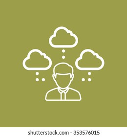 Thin lines icons set of cloud network