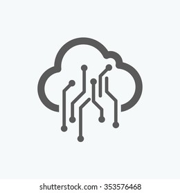 Thin lines icons set of cloud networking