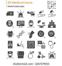 Thin lines icons set of medical
