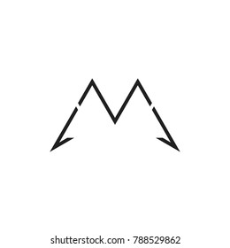 thin lines letter m sharp design logo vector