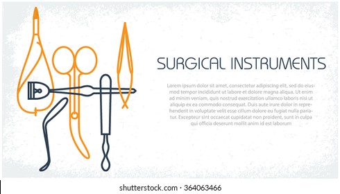 Thin lines vector illustration. Surgery instruments. 