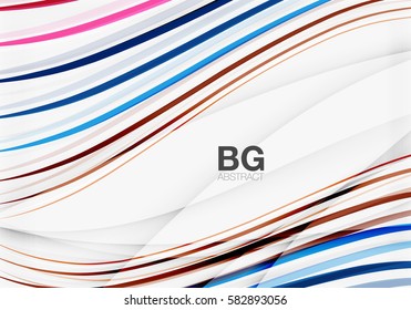 Thin lines wave abstract background. Vector template background for workflow layout, diagram, number options or web design