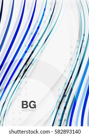 Thin lines wave abstract background. Vector template background for workflow layout, diagram, number options or web design