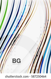Thin lines wave abstract background. Vector template background for workflow layout, diagram, number options or web design