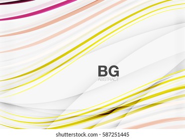 Thin lines wave abstract background. Vector template background for workflow layout, diagram, number options or web design