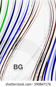 Thin lines wave abstract background. Vector template background for workflow layout, diagram, number options or web design