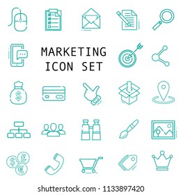 Thin lines web icon set, marketingsymbols, 23 different elements
