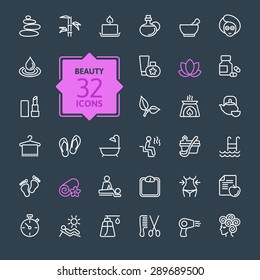 Thin lines web icon set - Spa & Beauty