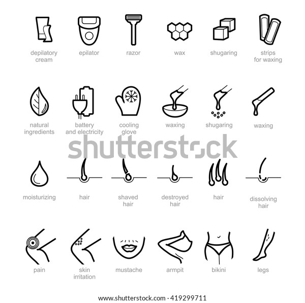 Thin Lines Web Icon Set Epilation Stock Vector Royalty Free