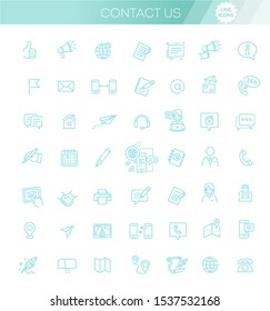 Thin lines web icons set. Contact us