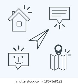 Thin lines web icons set. Contact us website design.
