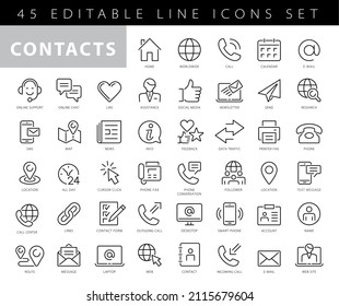 Thin lines web icons set - Contact us