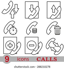 Thin lines web icons set calls